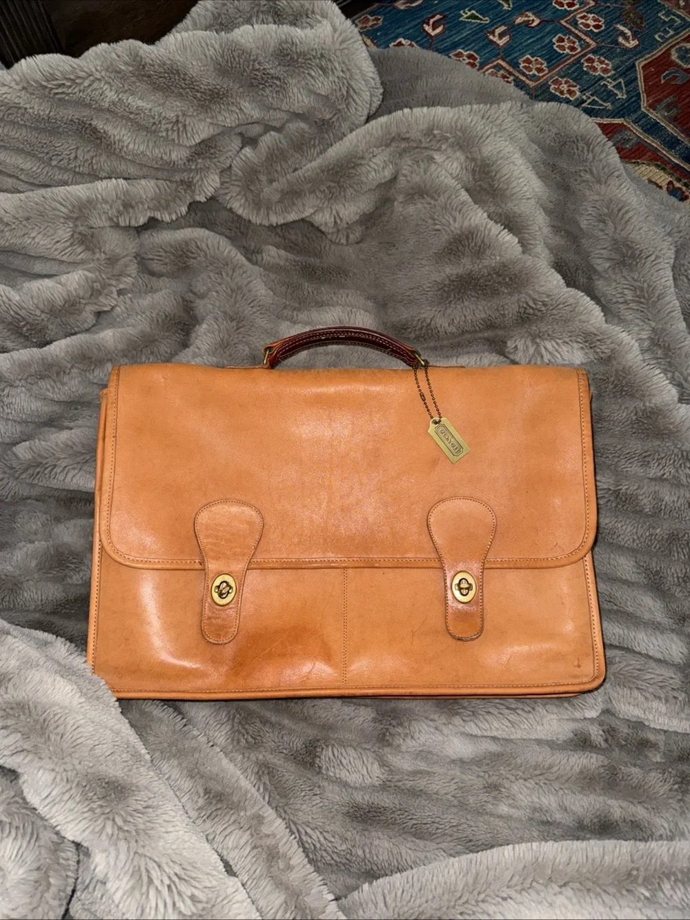 Coach Tan Leather Briefcase Satchel